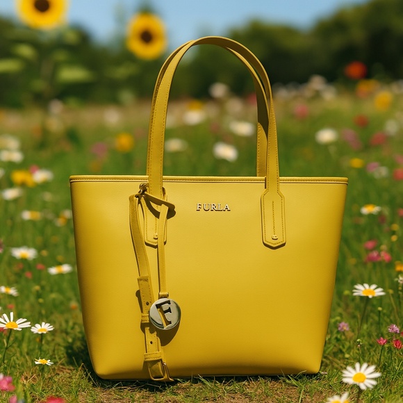 NEW FURLA Yellow Saffiano Leather Small Daisy Tote/Crossbody Bag - MADE IN ITALY